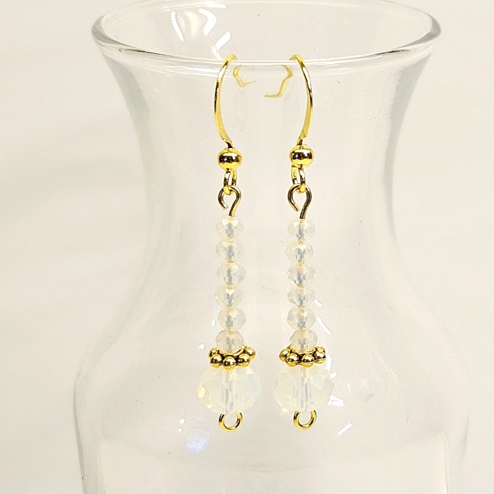 Handmade Milky White Beaded Earrings